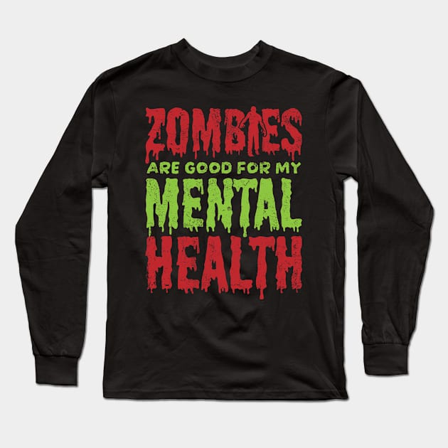 Scary Bloody Classic Horror Zombie Movies Film Lovers Long Sleeve T-Shirt by Riffize